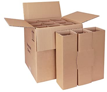 smiley pack Flaschenversandkarton für 9 Flaschen inkl. Einlage – 20 Stück | Weinkarton für Wein, Sekt, Spirituosen, Saft, Magnum, Gin – PTZ – DHL UPS DPD Hermes