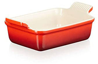 Le Creuset Rechteckige Auflaufform Tradition aus Steinzeug, 19 cm, 1.1 Liter, Kirschrot, 71102190600001