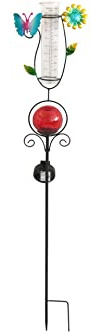 Kynast Garden LED Solar Bodenstecker mit Regenmesser und Solarkugel rot 93 cm