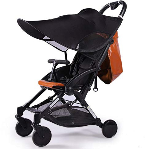 AIXING Pare Soleil Poussette Canne Universelle - Protection Anti UV UPF50+ Auvent De Poussette Protection Solaire Housse De Soleil pour Poussette Bébé Noir