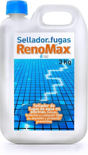 Renomax - Sellador Fugas Piscina | Sellador Fugas Agua, Balsas y Tuberías | Impermeabilizante Transparente, Reparación Rápida y Duradera | Fácil de Aplicar, Seguro y Eficaz | 3kg