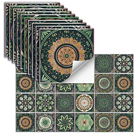 24 Stück Fliesenaufkleber Selbstklebendes Vinyl Wasserdichtwandaufkleber FüR KüChe Bad Fliesen Wand Kamin Schrank Dekorationsaufkleber,HZ-58,10 X 10 Cm