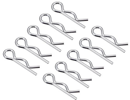 QUARKZMAN R Forma Resorte Chaveta Clip Pasador x 50uds Carbono Acero Sujetador Surtido Retención Cabello Pasador para Granja y Enganche Pasador Bloqueo Sistema, [Plateado Tono, 1.2mm x 21mm]