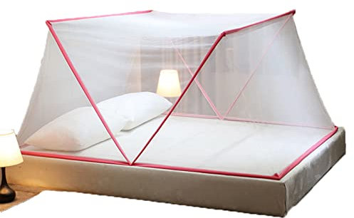 Faltbare Mückennetz,Baldachin Moskitonetz Reisen Faltbares Doppelbett Moskitonetz Betthimmel Zelt Bett Netting Vorhänge Geeignet for Bett,Camping,Reisen,Zuhause,im Freien,Pink,100 * 190 * 80CM