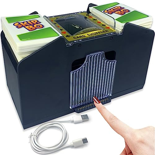 Automatic Blender Electric Card Blender USB Card Blender Poker Casino Mixer UNO/Blackjack/Rami/War/Texas/Hold'em/Plo/Omaha/Stud Skip Po (USB/Battery Powered 1-4 Decks)