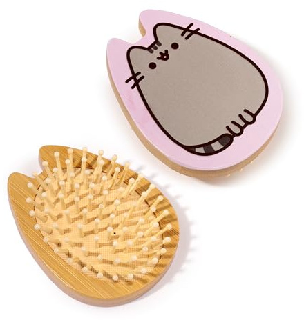 Puckator Pusheen the Cat Shaped Bamboo Hair Brush - Hair Care Beauty Hairbrush - Detangler Edge Brush For Kids Ladies Wavy Thick Hair Styling Products Haircare - Hedgehog Brush