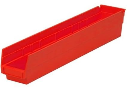 Shelving Inc. 17-7/8d x 4-1/8w x 4h Nesting Shelf Bins, Red, 12 Count