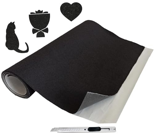 Feutrine Autocollante, 40x200 cm Patin Feutre Adhesive, Epaisse 2mm Antiderapant Tissu Autocollant Reparation, Patins pour Meubles, pour DIY sous Verre, Tapis de Tiroir, Pied de Chaise, Noir