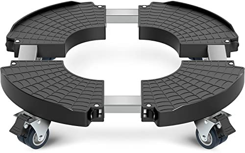 Yeabett Pflanzenroller, Blumentopf Untersetzer mit Rollen 38-56cm Verstellbar, 200 kg Tragkraft, Feststellbare BlumentopfräDer für GroßE PflanzgefäßE im Innen- und AußEnbereich, Schwarz, 1 Packung