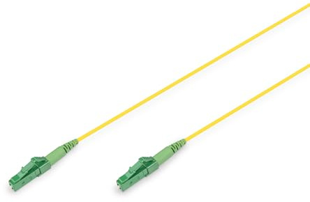 DIGITUS Cable de Fibra óptica OS2-15 m - LC/(APC) a LC/(APC) - Cable de Fibra óptica simplex - FTTH, FTTB y FTTx - Cable LAN de Fibra óptica monomodo SM - Tipo de Fibra: 9/125 µ - Amarillo