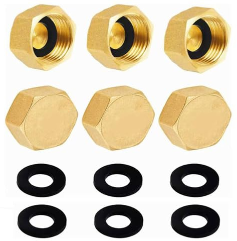 6PCS Radiator Caps 1/2 Inch, Female Stop Cap, Hex Nut Caps, Plumbing Fittings for Washing Machine Radiator Valve Faucets Tap