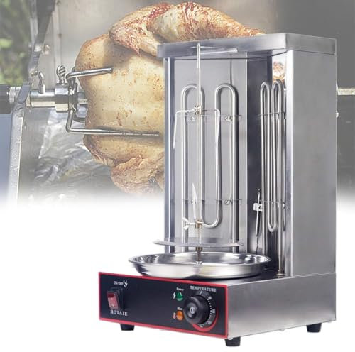 Countertop Rotisserie Grill Kebab Vertical Rotisserie Turkish Chicken Doner Kebab Broiler with 2 Heating Tubes, for Home Restaurant Kitchen(110v)