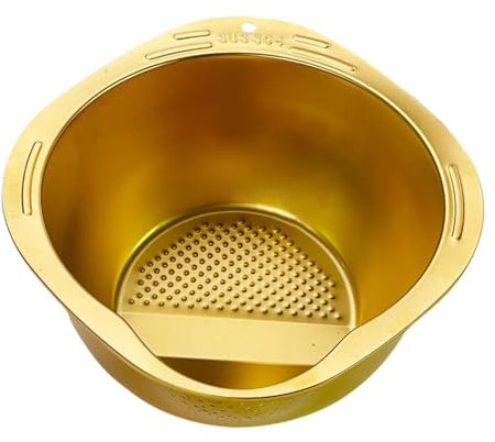 Sharplace Rice Washing Bowl Vegetable Strainer Stainless Steel Practical Versatile Pasta Strainer Rice Sieve Colander for Rice Cleaning, Gold