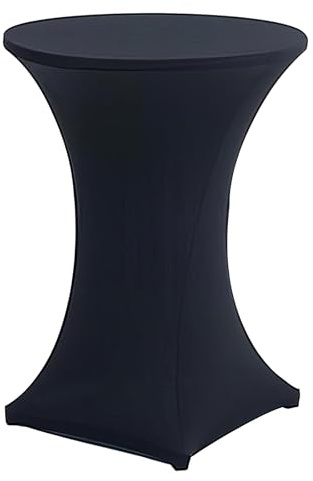 Spandex Cocktailtischdecke, Stretch, hohe Oberseite, Bar, runde Tischdecke, schwarz, waschbar, rund Ø 80 cm, Tischschutz, für Hochzeiten, Messestände, Bankett, Geburtstag, Outdoor, Party, Bar