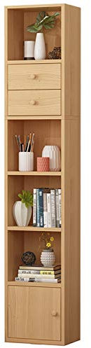Bücherregal aus Holz für Kinder, mit Türen, Bücherregal, platzsparendes Design in Weiß, Rosa, Buche und Grün, 6 Ebenen