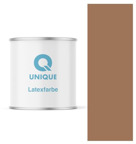 Q UNIQUE Latexfarbe 2L (ca.14m2) Braun Innenfarbe Wandfarbe Deckenfarbe Klasse 3 Mattfarbe Scheuerfest Hohe Deckkraft