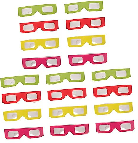HOMSFOU Gafas 3D De Cartón Anaglifo para Niños y Adultos, Diseño Multicolor (Rojo, Amarillo, Verde, Rosa), Uso Múltiple para Películas, Juegos y Libros 3D, Portátiles y Ligeras