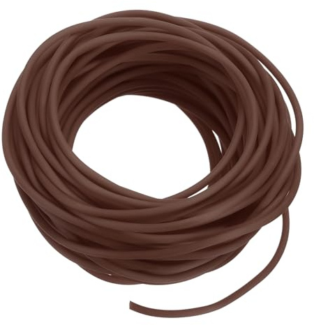QUARKZMAN Tubo de Cordón de Goma 33 pies (10 m) 2 mm de Diámetro 1.2 mm de Agujero Marrón Tubo Hueco para Manualidades de Bricolaje Collares Pulseras