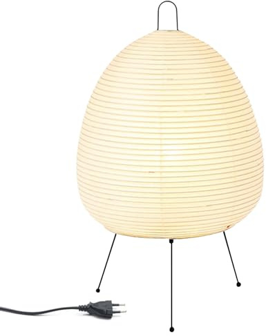Leikurvo Reispapier Lampenschirm, Papier Tischlampe Weiß Nachttischlampe Stehlampe Tischleuchte Lampenschirm mit E27 Fassung, Schalten und Glühbirne, Hängelampe Ersatzlampenschirme 1.5m kabel, H 47cm