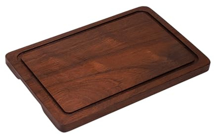 WDSOPK Tabla De Cortar Artesanal para Barbacoa, De Madera, Rectangular, para Carne, Pan, Charcutería, Trinchar, Marrón, 32 Cm(Brown-32Cm)
