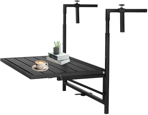 SERdeerCH Mesa plegable con 2 funciones de uso, para colgar al aire libre de 4 niveles de altura, altura ajustable, mesa de jardín de alta estabilidad para patio y jardín