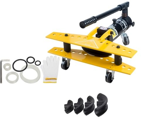 Piegatubi Idraulico, piegatubi Manuale da 6 tonnellate, con 4 matrici for Tubi Metallici con Diametro da 19 a 34 mm