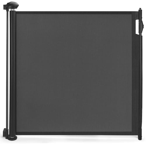 Nobleza - Puerta Seguridad Bebé Extensibles, Barrera Seguridad Nños y Perros 0-180cm, Apertura con Una Mano, Ideal para Escaleras, Puertas, Interior y Exterior, Negro