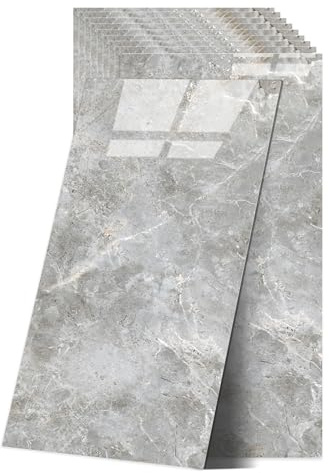 Adesivi per piastrelle in marmo, autoadesivi, per cucina, 60 x 30 cm, impermeabili, per cucina e bagno (Grigio Pietra)
