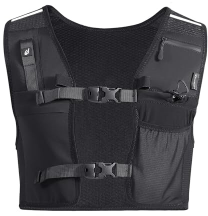 MYCARBON Gilet da Corsa Trail Running Uomo Donna Zaino Idratazione Tasca Bottiglia 500ml e Telefono 6,8 Pollici per Torace 73,7-104,1cm con Etichette Riflettenti Asciugatura Rapida(L)
