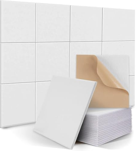 Lot De 12 panneaux acoustiques auto-adhésifs, isolation acoustique porte mur intérieure, absorbeur acoustique plafond, panneau d'insonorisation, panneau d'isolation acoustique (blanc)