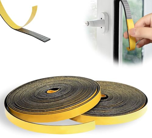 KINETOX 24m Dichtungsband selbstklebend 12mm x 1.5mm Moosgummi Selbstklebend EPDM Schaumstoff Klebeband Türdichtung Dichtband für Altbautüren die Haustür Fensterdichtung
