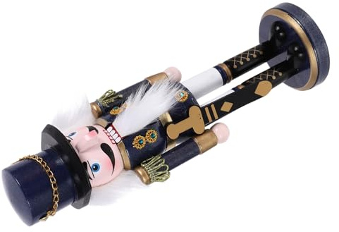 MOTHNUR Cascanueces De Madera Navideño 25 Cm Color Rosa Perlado y Blanco Figura Decorativa Manualidad De Adorno Navideño para Hogar Fiestas