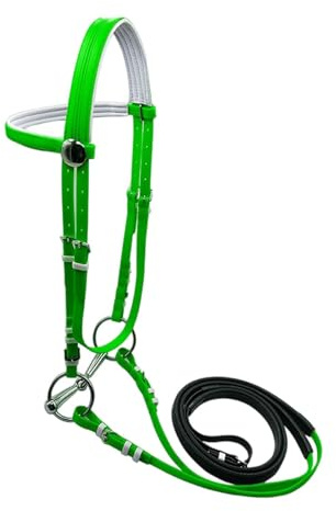 F Fityle Brida para Caballo con riendas, cabezada, Filete de Acero Inoxidable cómodo, Cuerda de guía para Caballos, Correa para para Entrenamiento en, 125mm