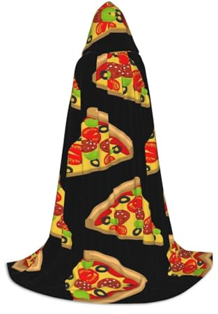 LPWTYCBV Tasty Pizza Print Hooded Cape For Teenagers Comfortable And Durable Costume Cape For Halloween