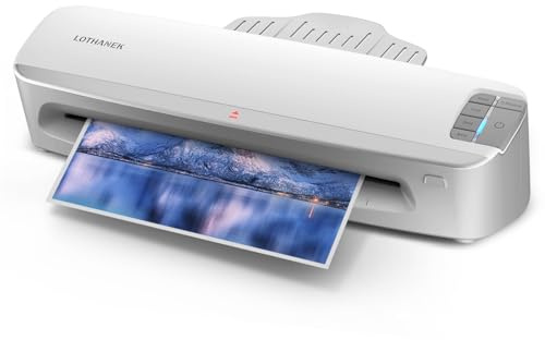 13 inch 4 Roller Thermal Laminator Machine, 3-10 Mil 60-Second Warm-up A3 Commercial Laminating Machine with 50 Sheets, LOTHANEK Heavy Duty Laminating Machine for Home, School Office Teacher Use