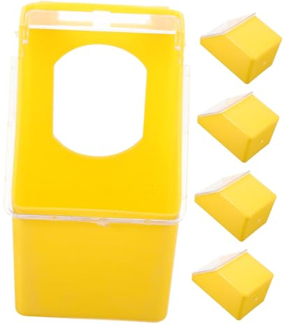 ORFOFE 5pcs Hanging Pigeon Feeder with Lid Plastic Cage Mounted Single Hole Food and Water Container for Parakeets Quail Poultry Indoor Bird Cage Hanging Food Water and Grit Dispenser
