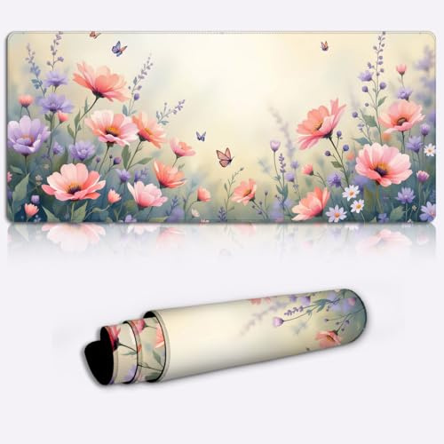 dreamy garden butterflies Mouse Mat Extended for Gamers, Non-Slip Base Office Home Novelty Printed Desk Accessory Large Laptop Desktop Printed Art Ergonomic 600 * 350 * 4mm