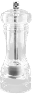 Tabanzhe Salt and Pepper Grinder, Clear Acrylic Refillable Pepper Mill and Salt Shaker with Adjustable Coarseness, Manual Spice Grinder for Kitchen