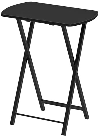 HOOBRO Mesa Auxiliar Plegable, Mesa Lateral para Sofá, Escritorio Pequeño para Portátil, pequeño Plegable Mesa de TV, Fácil Almacenamiento Estructura, Negro EBK17BZ01