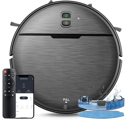 Robot Vacuum and Mop Combo, 2300Pa Strong Suction, 2-in-1 Dust Box and Water Tank, Works with Alexa/Google Assistant, Long Runtime, Schedule, Quiet, Ideal for Hard Floors, Low-Pile Carpets and Pets