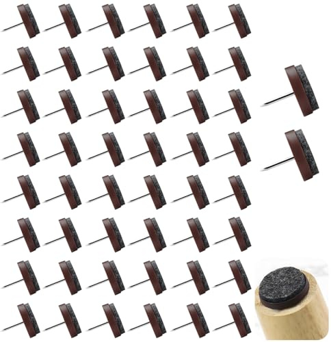 Feltrini per sedia 50 pezzi,Protezione in Feltro Ø 22 mm con Chiodi in Acciaio Inossidabile, per Parquet, Laminato e Piastrelle, Antigraffio e Antiscivolo