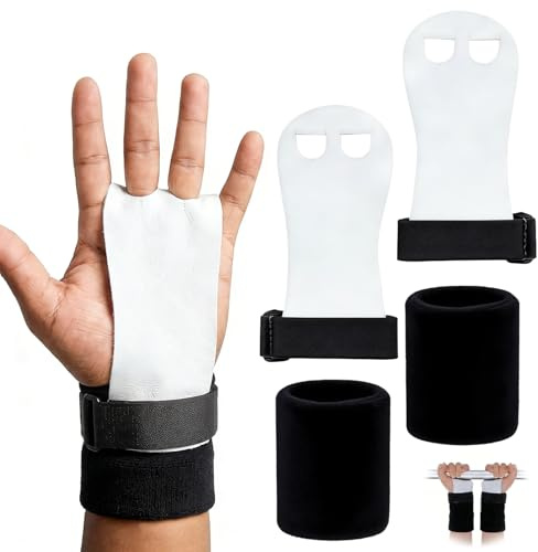 1 Pair Maniques de Gymnastique en Cuir avec Maintien du Poignet, Protège-paumes de Gymnastique, Manique Crossfit pour Entraînement sportif Accessoires pour Barres Fitness Cross Training et Exercices d
