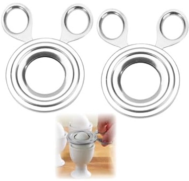 Stainless Steel Egg Topper - Dual-Ring Egg Cutter for Soft & Hard Boiled Eggs, Kitchen Gadget for Perfect Yolk & Shell Opening, Easy Egg Prep Tool Kitchen Tool (Silver,2PCS)