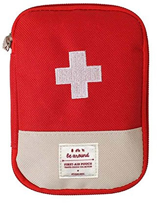 Mini trousse de secours vide, sac d'emballage de drogue de sac de stockage de médecine portable de pour le voyage extérieur (rouge)