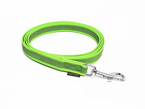 Mystique® Gummierte Leine 15mm ohne Handschlaufe Standard Karabiner neon grün 1m