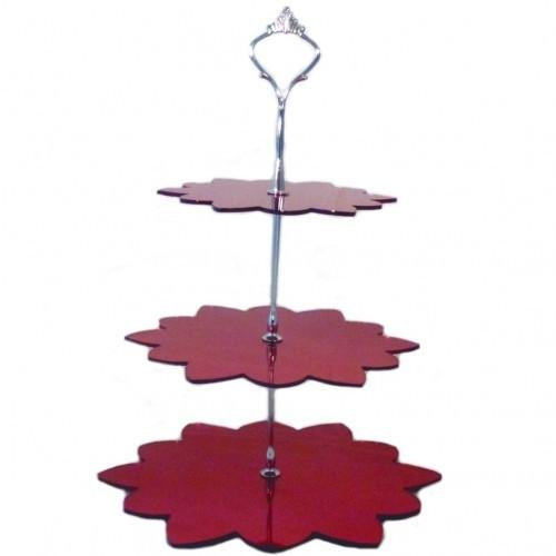 Soporte para tartas de tres pisos, Mirrored Red, Large