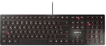 CHERRY KC 6000 SLIM, Ultraflache Design-Tastatur, Deutsches Layout (QWERTZ), Kabelgebunden (USB-A Anschluss), Leise Tasten, Langlebige Beschriftung, Schwarz