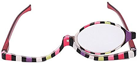 Gafas De Maquillaje Redondas, Anteojos De Aumento De Vidrio De Lectura Cosmética Plegable Gafas - 2,0