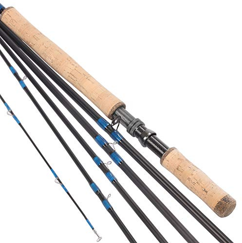 Spey Angelrute für Fliegenfischen, 6 Abschnitte, 3 m, 8/9, Kohlefaser, zweihändiger Griff, Korkgriff