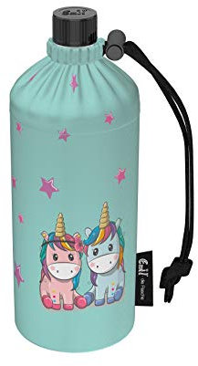 Emil Trinkflasche aus Glas für Mädchen & Jungen isolierte Glasflasche für Schule, Freizeit, Sport: Kinder & Eltern Unicorns 0,4l